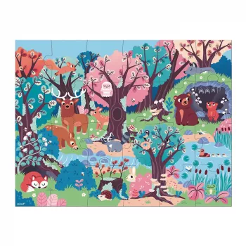 Janod Forest Glow-in-the-Dark Jigsaw Puzzle mit UV-Lampe 24 Teile