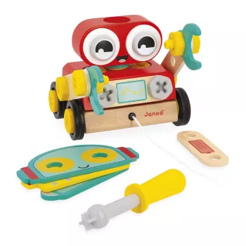 Janod Brico'Kids Holzroboter zum Zusammenbauen und Ziehen 2+