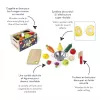 Janod Holz Obst- und Gemüse-Schneidebox-Set - 18 Teile Spielküchenzubehör mit Messer und Schneidebrett