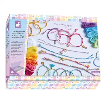 Janod Kreativ-Bastelset für Schmuckherstellung Regenbogen-Armbänder 30 Teile 8+