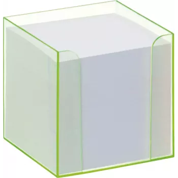 Folia 9907/4 Notizbox mit fluoreszierend grünem Rand und Papierwürfel