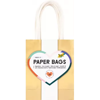Folia Geschenktüten Gold Glänzend Klein 10er-Pack