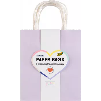 Folia 7 Paper Bags PASTELL M Light Lilac Light Blue Light Yellow Mint Apricot Cream
