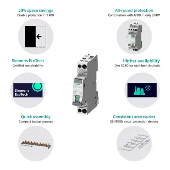 Siemens 5SV13166KK16 RCBO 2-polig 16 A 30 mA Typ C 6 kA