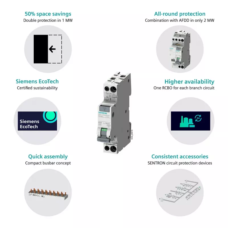 Siemens 5SV13166KK16 RCBO 2-polig 16 A 30 mA Typ C 6 kA