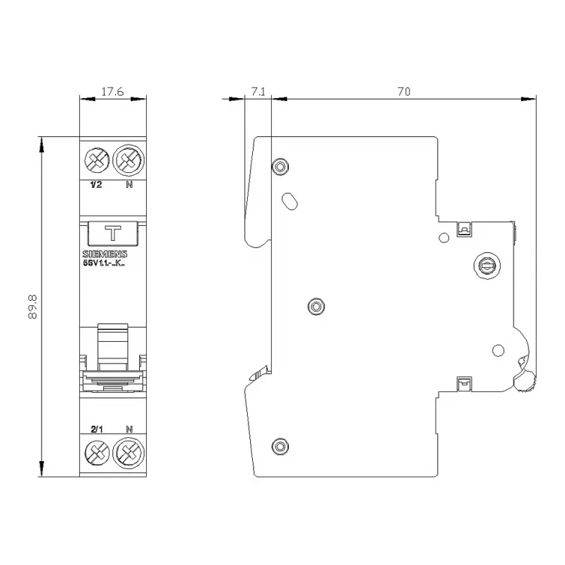 Siemens 5SV13166KK16 RCBO 2-polig 16 A 30 mA Typ C 6 kA