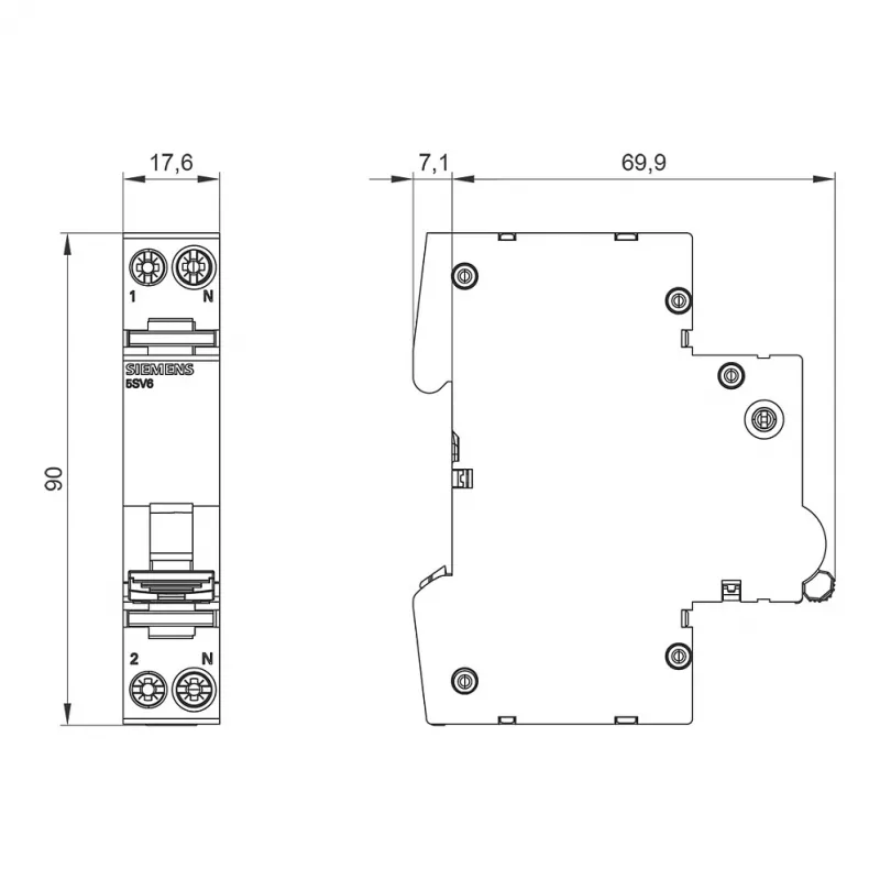 Siemens 5SV6016-6KK16 AFDD/MCB Kombigerät B16 2-polig 230V 1TE