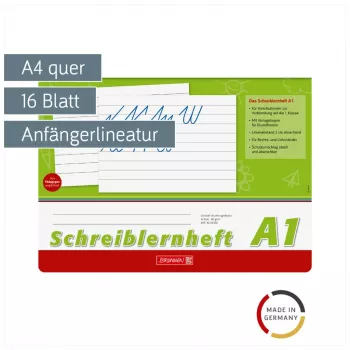 BRUNNEN Schreiblernheft A4q 16 Blatt liniert ohne Rand - A1