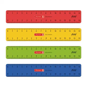 BRUNNEN Lineal 15,0 cm Farbauswahl Rot Gelb Grün Blau