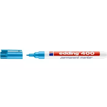 EDDING 400 Permanent Marker - Hellblau - Rundspitze - 1 mm - Kunststoff - Karton, Glas, Leder, Metall, Kunststoff, Holz