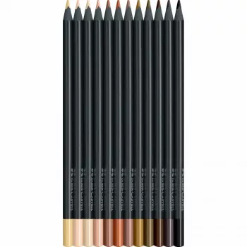 Faber-Castell Black Edition Farbstift-Set - Hauttöne - 12er Pack - für dunkles und farbiges Papier