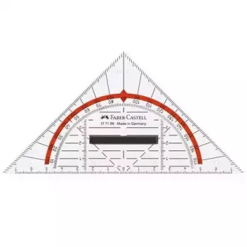 Faber-Castell 177199 Geodreieck transparent mit roter Hypotenuse 16 cm