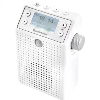 Soundmaster DAB60WE Steckdosenradio DAB+, FM, Bluetooth, USB Freisprechfunktion, spritzwassergeschützt, Weiß