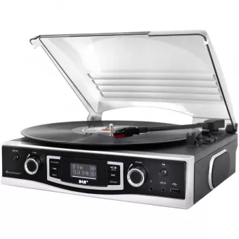 Soundmaster PL590SW Stereoanlage Plattenspieler mit DAB+, FM, AUX, USB, Aufnahmefunktion, Schwarz