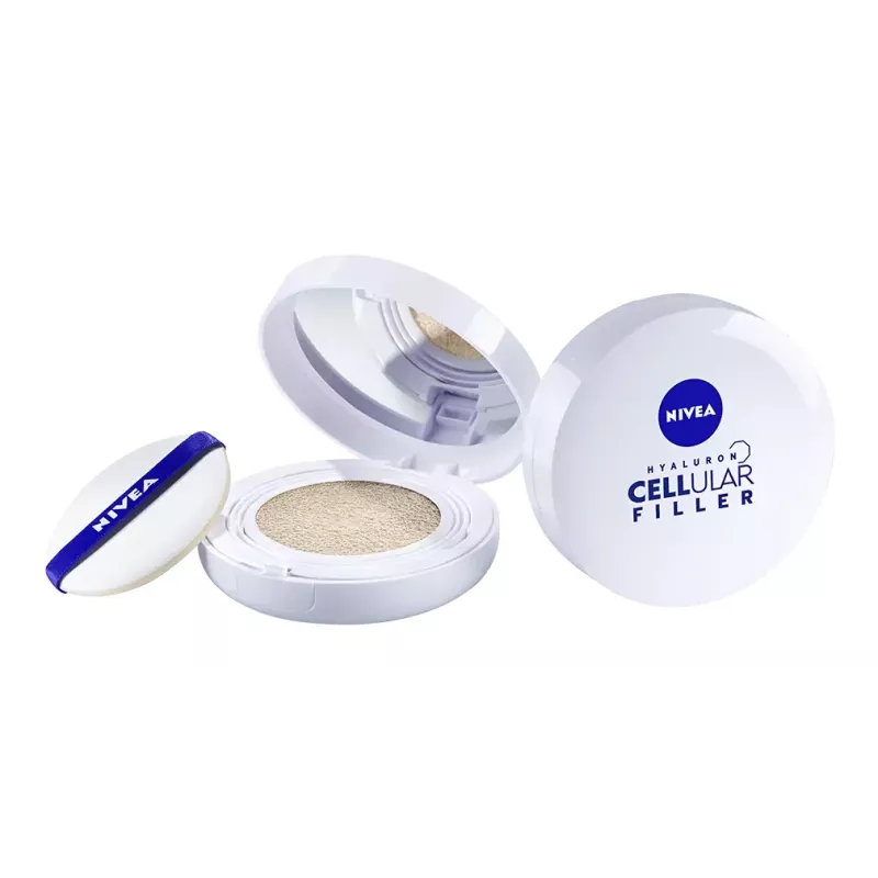 NIVEA 3in1 Cushion Foundation mit Hyaluronsäure, Hell, 15 ml