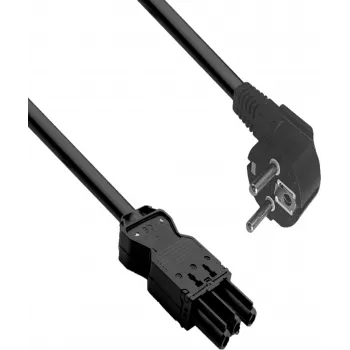HELOS Power Connection Cable GST18 Compatible CEE 7/7 90° Angled Plug to Socket Black 1.0m