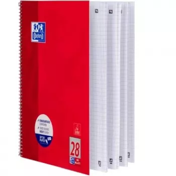 Oxford School A4+ College Notizbuch, spiralgebunden, kariert, 80 Blatt, 160 Seiten, 90 g/m² Optik Papier, mikrogelocht, 4-fach gelocht