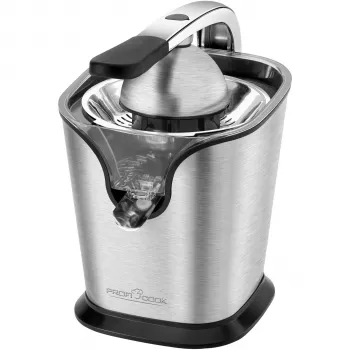 PROFI COOK PC-ZP 1154 Zitruspresse, 160 W, Edelstahl, 500 ml, 2 Kegel, Hebelbetrieb, Schwarz/Silber