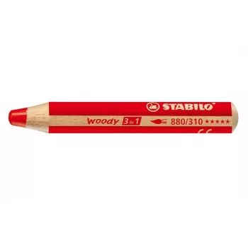 STABILO Woody 3 in 1 Mehrzweckstift - Rot - PEFC-zertifiziert - 10 mm Mine - Einzelstück
