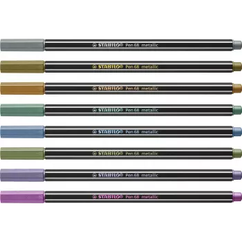 STABILO Pen 68 Metallic Fasermaler-Set - Medium - 8 verschiedene Metallic-Farben - Rundspitze - 1,4 mm Strichstärke