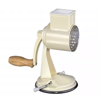 Zassenhaus Trommelreibe Classic Cream – 3-Trommel-Rotationsreibe mit Edelstahltrommeln, Saugfuß, ergonomischer Kurbel