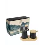 Peugeot Bali Fonte Salz- und Pfeffermühlen-Set mit Holztablett, 8 cm, Schwarz