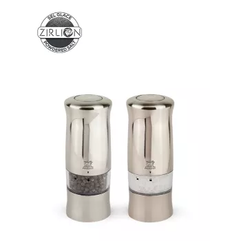 Peugeot Zeli Duo PM+SM Z Elektrische Salz- und Pfeffermühle Set Silber 14 cm