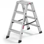 Hailo Master D100 2 x 4 Stufen Trittleiter - Doppelseitige Aluminium-Trittleiter, 150 kg Tragfähigkeit, EN 131