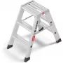 Hailo Master D80 2 x 3 Stufen Doppelseitige Klapptrittleiter, Aluminium, 150 kg Tragfähigkeit, EN 131