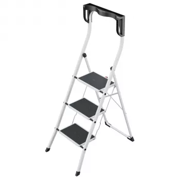 Hailo K75 ComfortLine 3-Stufen-Sicherheitstritt, Silber/Schwarz, 150 kg Tragfähigkeit