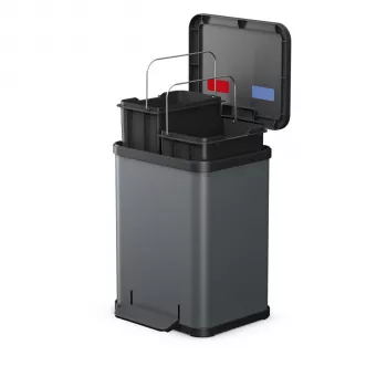 Hailo Öko duo Plus M Recycling-Pedaleimer 32L Dark Grey Matt