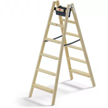 Hailo Master H80 2x6 Stufen beidseitige Trittleiter, 150 kg Tragfähigkeit, Silber