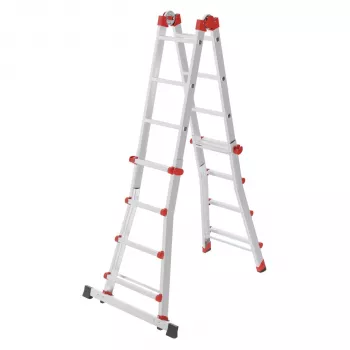 Hailo M80 4x4 Sprossenleiter - Kombinationsleiter, Aluminium, 150 kg Tragfähigkeit