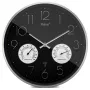 MEBUS 12988 Funk-Wanduhr mit Thermo-Hygrometer - Silber/Grauer Rahmen, Weißes Zifferblatt, Analoge Zeitanzeige, Digitale Temperatur & Luftfeuchtigkeit, DCF77 Funkgesteuert