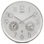 MEBUS 12989 Funk-Wanduhr mit Thermo-Hygrometer, silberner Rahmen, weißes Zifferblatt, DCF77
