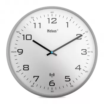 MEBUS 13081 Funk-Wanduhr Silber 30 cm