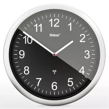 MEBUS 19812 Funk-Wanduhr Schwarz/Silber