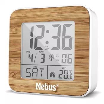MEBUS 27247 Weiß/Holzoptik Digitaler Radiowecker mit DAB+, FM, Dualalarm, USB-Ladefunktion
