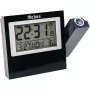 MEBUS 42424 Projektions-Wecker mit Funksteuerung DCF77, rote LED-Projektion, LCD-Anzeige, Dual-Alarm, Innentemperatur, blaue Hintergrundbeleuchtung, schwarz