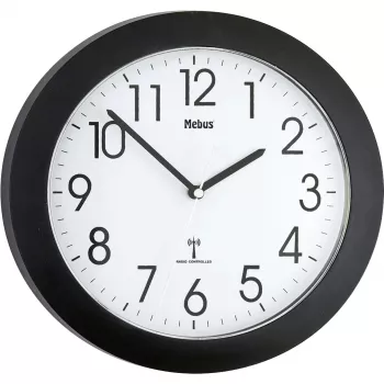 Mebus 52450 Funk-Wanduhr Schwarz Digital LCD Funkuhr