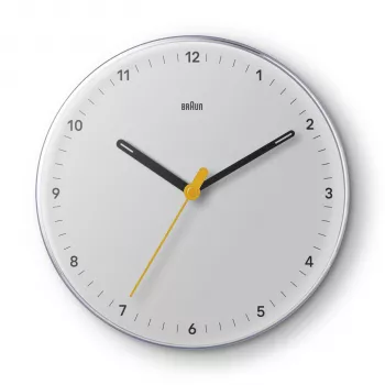 Braun BC26W Quarz-Wanduhr Analog Silent Sweep 23 cm Weiß