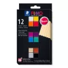 STAEDTLER FIMO 8043 C Modelliermasse-Set - 12 Farben - Schwarz, Blau, Champagner, Grün, Grau, Magenta, Orange, Rot, Terrakotta, Violett, Weiß, Gelb - 12 x 25 g Blöcke - Ofenhärtender Polymer-Ton - Weich - 110°C - 30 Min.