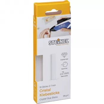 STEINEL 7mm Cristal Heißklebestifte (16er-Pack) - Transparente EVA-Klebestifte für 7mm Heißklebepistolen
