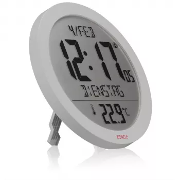 KIENZLE DCF Funk-Wanduhr mit Raumtemperaturanzeige, Weiß