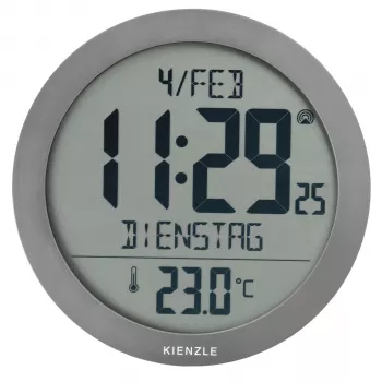KIENZLE DCF Funk-Wanduhr mit Raumtemperaturanzeige, Anthrazit