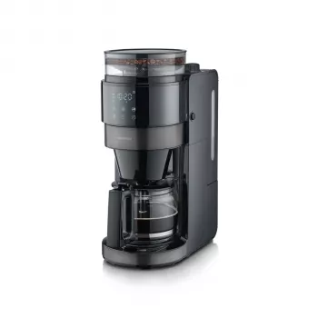SEVERIN KA 4830 Filterkaffeemaschine mit Mahlwerk und Glaskanne, 10 Tassen, 1000 W, Schwarz/Edelstahl