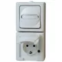 HEINRICH KOPP Kombination Vertikaler Schalter/Schuko-Steckdose Aufputz Feuchtraum IP44 Arktis Arctic White (130802000)