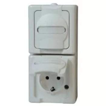 HEINRICH KOPP BLUE ELECTRIC Aufputz-Doppelsteckdose IP44 Arktikweiß 2-fach senkrecht (131402009)