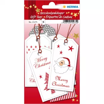 HERMA Weihnachtsetiketten - Rot - Papier - 6 Stück - 80 x 40 mm