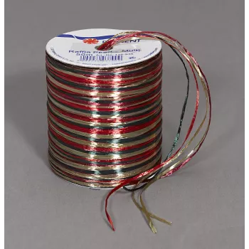 C.E. Pattberg Geschenkband Raffia Glänzend Rot/Braun/Grün 3,0 mm x 50,0 m